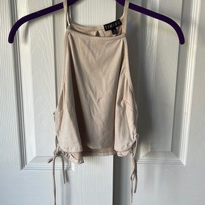 Tan suede crop top